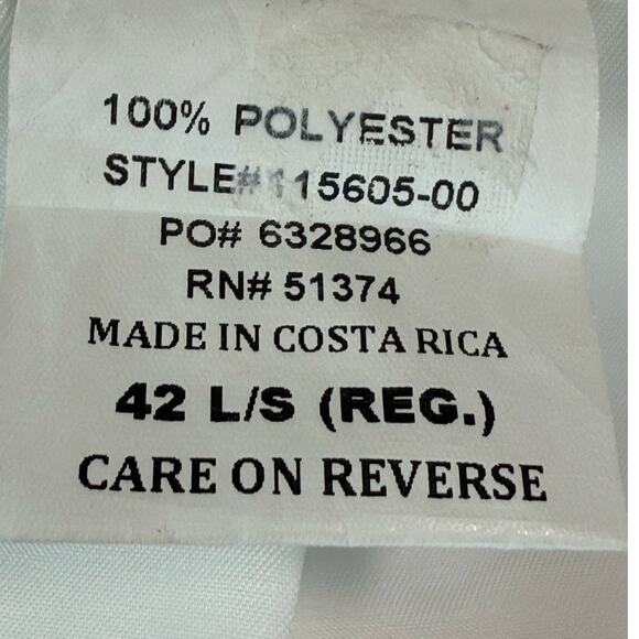 Cintas Men’s White Blazer Jacket Size 44 Long 2 Button Polyester Lined Dual Vent - Picture 7 of 9